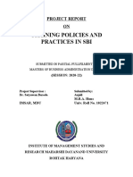 Training Policies and Practices in Sbi: Project Report ON