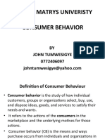 Uganda Matrys Univeristy Consumer Behavior: BY John Tumwesigye 0772406097