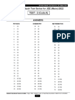 All India Aakash Test Series For JEE (Main) - 2022 TEST - 2 (Code-A)