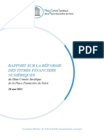 Rapport Sur La Reforme Du Regime Juridique Des Titres Financiers Numeriques