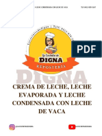 Crema de Leche, Leche Evaporada y Leche Condensada Con Leche de Vaca.