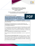 Guía de Actividades y Rúbrica de Evaluación - Unidad 1 - Fase 1 - Características de Un Currículo Institucional