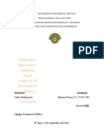 Principios Generales y Régimen Legal Respecto Al Presupuesto Público de Venezuela