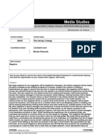 A Level Media Studies Statement-Of-Intent Form