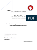 Facultad de Psicología: Tesis de Grado Licenciatura en Psicología Área Temática: Social-Comunitaria