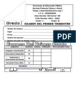 Examen Del Primer Trimestre: Asignatura Reactivos Aciertos Calificación Firma Del Padre o Tutor