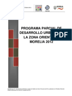 Programa Parcial Desarrollo Urbano Zona Oriente Morelia 2012