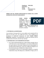 Contestacion A La Demanda de Divorcio Por Causal de Separacion de Hecho