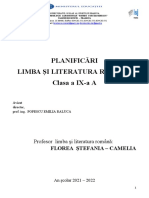 Planificări Limba Şi Literatura Română Clasa A IX-a A