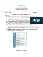 BCA - Introduction & Features of C