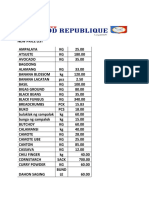 NEW PRICE LIST As of May 2013