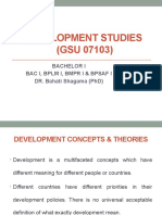 Development Studies (Gsu 07103) : Bachelor I Bac I, BPLM I, BMPR I & Bpsaf I Dr. Bahati Shagama (PHD)