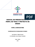 Manual de Presentación de Perfil de Tesis y Proyecto de Grado 2022