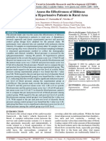 A Study To Assess The Effectiveness of Hibiscus Sabdariffa On Hypertensive Patients in Rural Area