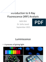 Introduction To X-Ray Fluorescence (XRF) Analysis: MSE 854 Dr. Sofia Javed September 2021