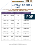 Calendrier FEZAN