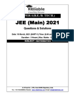 JEE (Main) 2021: PAPER-1 (B.E./B. TECH.)