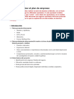 Guión Plan de Empresa. 1 Parte. Presentación e Idea