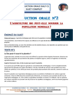 Sujet N°2 - L'agriculture Bio Peut-Elle Nourrir La Population Mondiale - Sujet Élèves