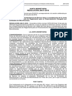 Reglamento Financiamiento Entidades de Microfinanzas JM-51-2018