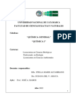 "Química General" "Química I": Universidad Nacional de Catamarca Facultad de Ciencias Exactas Y Naturales