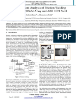 Finite Element Analysis of Friction Welding Process For 2024al Alloy and AISI 1021 Steel