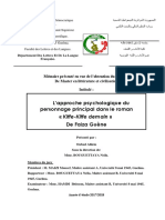 L'approche Psychologique Du Personnage Principal Dans Le Roman Kiffe-Kiffe Demain de Faiza Guène