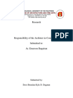 Responsibility of The Architect in Construction Research