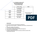 3rd SEMESTER INTERNAL EXAM SCHEDULE