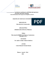 Plan Anual de RRHH de Una Empresa Constructora