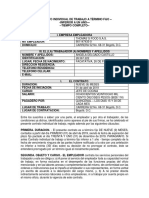 Contrato Individual de Trabajo A Termino Fijo de Jefe de Cocina