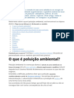 Poluição Ambiental É A Entrada de Uma Nova Substância Ou Energia em Um Meio Ambiente