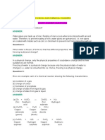 PHYSICAL AND CHEMICAL CHANGES Question and Answer