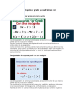 Resolucion de Desigualdades de Primer y Segundo Grado Con Una Incognita