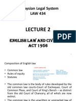 Law434 Lecture 2 English Law and Civil Law Act 1956