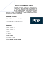 Problema de Programación Lineal Resuelto Con Solver - P10