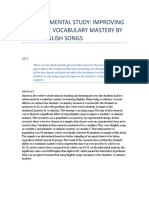 An Experimental Study Improving Students Vocabulary Mastery by Using English Songs