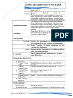 Mathematics Resource Package: I. Objectives