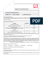 Trabalho de Recuperação Final - Química - 9º Ano 2022