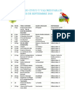 Calendario Civico y Valores para El Mes de Septiembre 2018