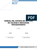 Manual Del Sistema de Gestión de Calidad E Inocuidad Procedimiento