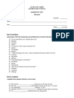 (2021 Version) 5th Grade - English - Admission Test