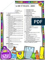 LISTA DE UTILES 2DO Grado - 2023