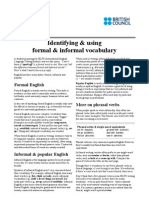 Identifying Formal and Informal Vocabulary