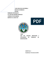 Uso Del Lenguaje Redaccion y Ortografia en Los Trabajos de Investigacion