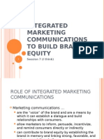 Integrated Marketing Communications To Build Brand Equity: Session 7 (I Think)