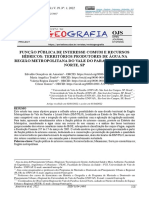 Função Pública de Interesse Comum e Recursos Hídricos: Territórios Produtores de Água Na Região Metropolitana Do Vale Do Paraíba e Litoral Norte, SP