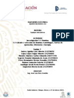 1.3 Cálculo y Selección de Bombas Centrífugas, Curvas de Operación, Eficiencia y Energía