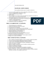 3º Eso Preguntas de Recuperación Tema 1. La Organización Del Cuerpo Humano