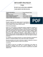 Informe de Evaluación para Admisión Kinder